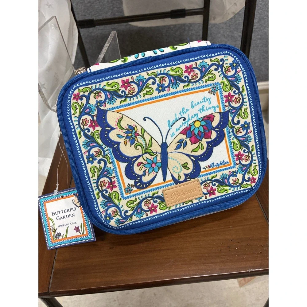 Brighton Butterfly Garden Jewelry Case Travel Organizer Blue Multi NWT